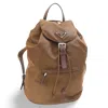 Prada Brown Nylon Leather Triangular Backpack In Brown