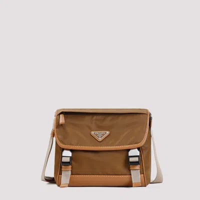 Prada Re-nylon Triangle-logo Shoulder Bag In Brown