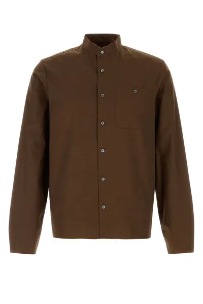 Prada Brown Poplin Shirt In Multi