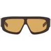 Prada 0pr D10s Rectangular Brown Acetate Sunglasses In Yellow