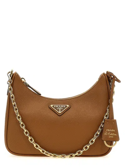 Prada Women Camel Leather Re-edition 2005 Shoulder Bag