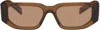 Prada Brown Rectangle Sunglasses In Brown