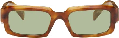 Prada Tortoiseshell Rectangular Sunglasses In 11p60c