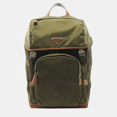 Pre-owned Prada Brown Re-nylon Drawstring Backpack