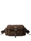 Prada Explore Medium Re-nylon Shoulder Bag With Flap In Brown