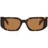 Prada Brown Rounded Rectangle Acetate Sunglasses In Brown
