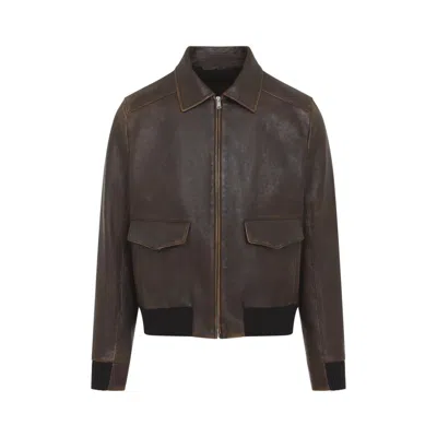 PRADA BROWN SHIRT COLLAR JACKET