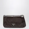 Prada Mens Grey Branded-plaque Patent-leather Shoulder Bag In Brown