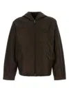 Prada Silk Hooded Jacket Drawstring Hem In Brown