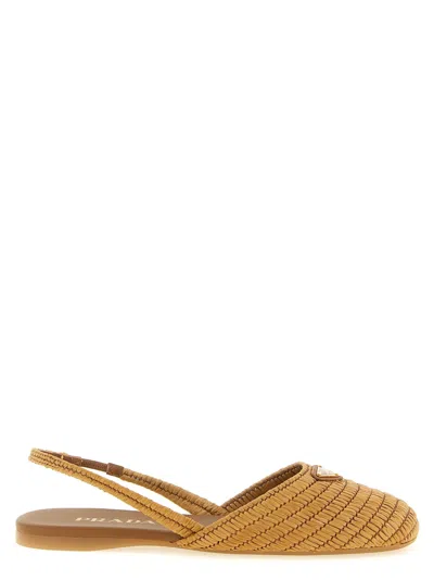 Prada Brown Slingback Ballet Flats