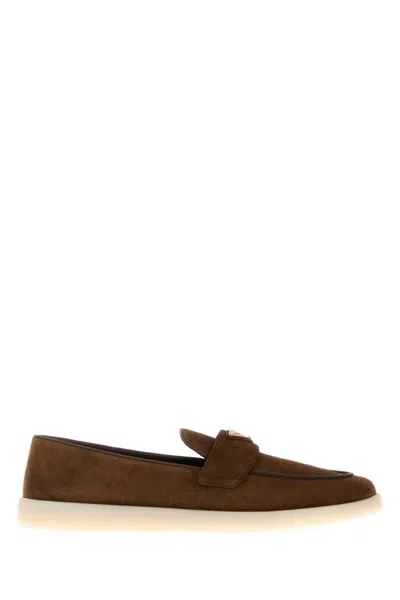 PRADA BROWN SLIP ON LOAFERS