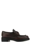 Prada Triangle-logo Leather Loafers In Brown
