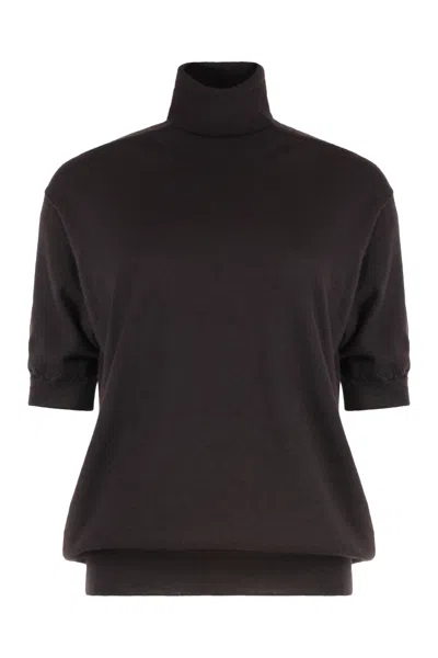 Prada Ribbed Cashmere Turtleneck Sweater In Brown