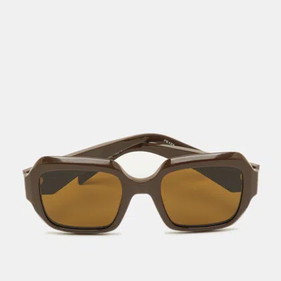Pre-owned Prada Brown Spr28z Frame Square Sunglasses
