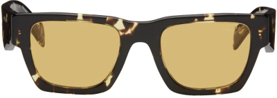 Prada Brown Square Sunglasses In Gold