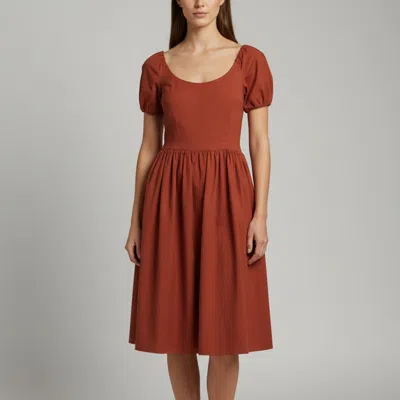 Pre-owned Prada Brown Stretch Cotton Short Sleeve Dress M
