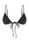Prada Triangle Cup Tie Front Stretch Bra In Brown