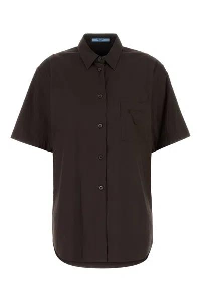 Prada Brown Stretch Poplin Shirt