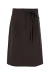 Prada Women Brown Stretch Poplin Skirt In Brown