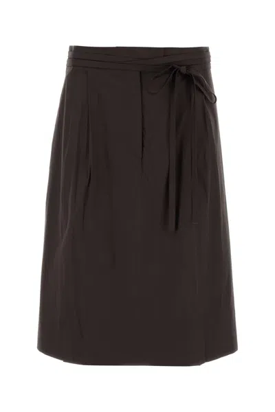 Prada Brown Stretch Poplin Skirt In Black