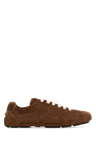 Prada Montecarlo Re-edition 2005 Suede And Re-nylon Sneakers In Brown