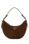 Prada Arque Zip Suede Shoulder Bag
