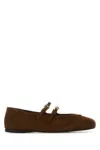 Prada Suede Ballerinas With Flat Sole And Round Toe In Burgundy