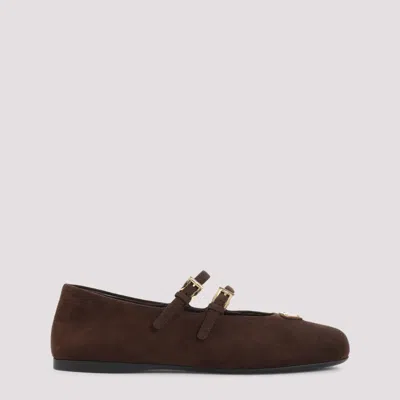 Prada Brown Suede Ballet Flats