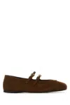 Prada Suede Ballerinas With Flat Sole And Round Toe In Burgundy