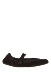 Prada Re-nylon And Suede Mary Jane Ballerina Shoes In Brown
