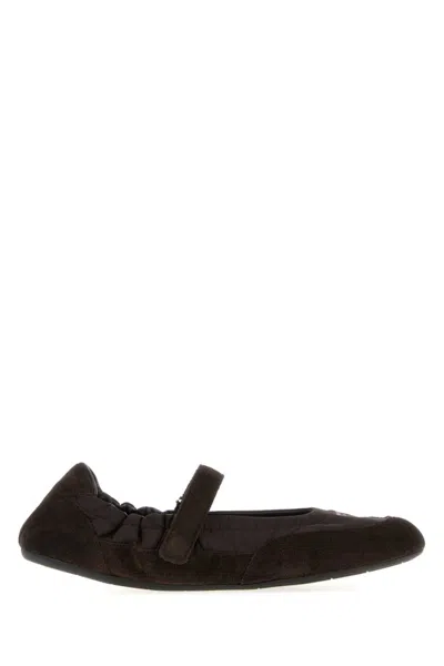 PRADA BROWN SUEDE BALLET FLATS