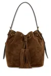 Prada Brown Suede Bucket Bag In Brown