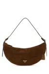 Prada Brown Suede Large Demi-lune Shoulder Bag