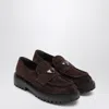 Prada Chunky Sole Suede Slippers With Round Toe In Brown