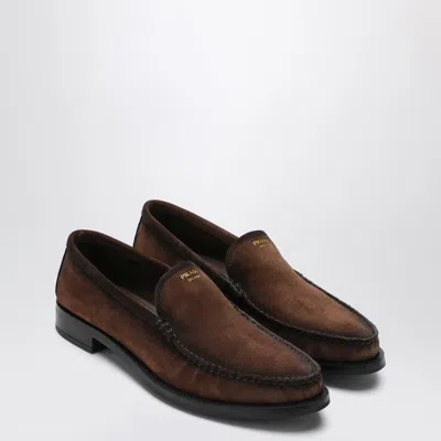 Prada Brown Suede Leather Loafers