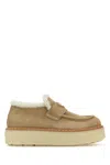Prada Brown Suede Loafer Boots In Brown