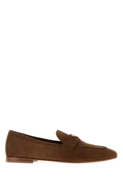 Prada Brown Suede Loafers
