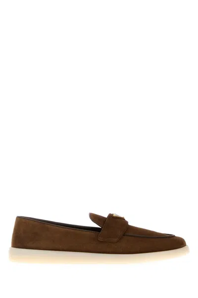 PRADA BROWN SUEDE LOAFERS
