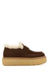 Prada Brown Suede Loafers In Brown