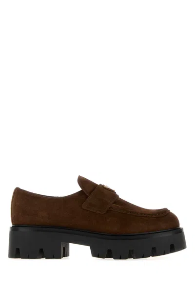 Prada Brown Suede Loafers