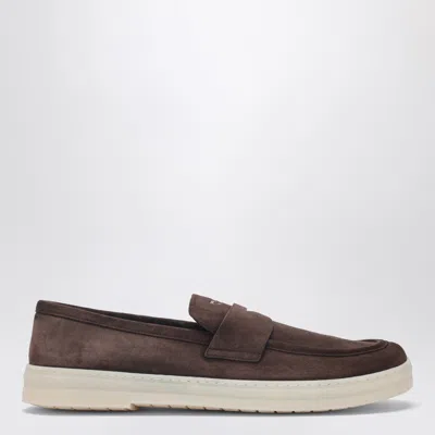 Prada Brown Suede Loafers In Multi