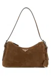 Prada Brown Suede Medium Aimã©e Shoulder Bag In Brown
