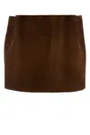 Prada Suede Mini Skirt Featuring Stylish Design In Brown