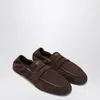 Prada Elasticated Suede Penny Loafers In Brown