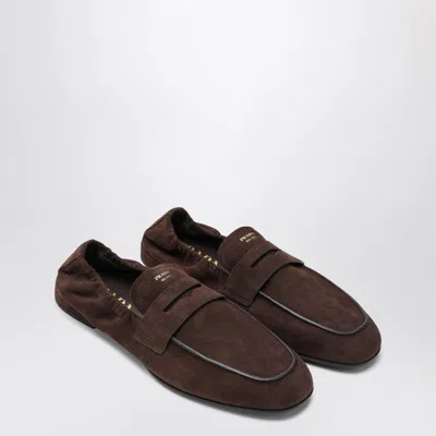 Prada Womens Brown Shuffle Antiqued Suede Loafers Eur 38/5 Uk