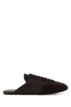 Prada Women Brown Suede And Re-nylon Slippers