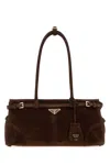 Prada Suede Shoulder Handbag With Adjustable Strap In Purple