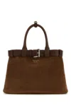 Prada Buckle Bag Medium Size Cacao Colour In Suede Women In Brown