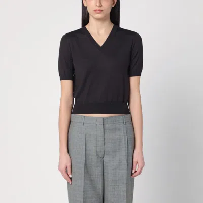 PRADA PRADA  BROWN SWEATER IN VIRGIN WOOL