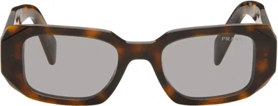 PRADA BROWN SYMBOLE RECTANGULAR SUNGLASSES